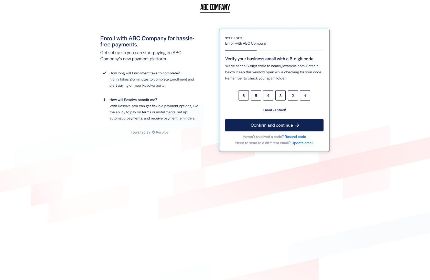 Enroll - Verify email filled.png